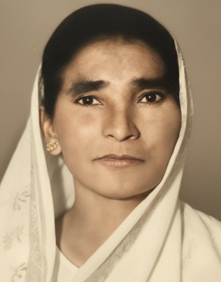 এলাগি বৰাৰ প্ৰতিকৃতি — Portrait of Alagi Bora wearing a white chador